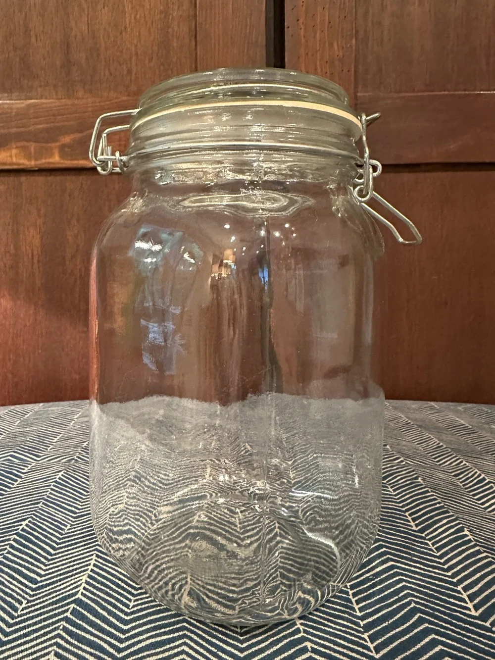 Large, Vintage glass jar • metal clasp with rubber, air tight seal
